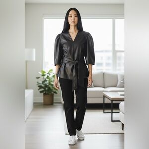 Banana Republic Black Faux Leather Tunic Size L NWT